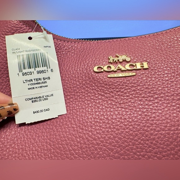 Coach Leather Terri shoulder bag with gold strap. Light Raspberry. Brand new NWT - Picture 6 of 6